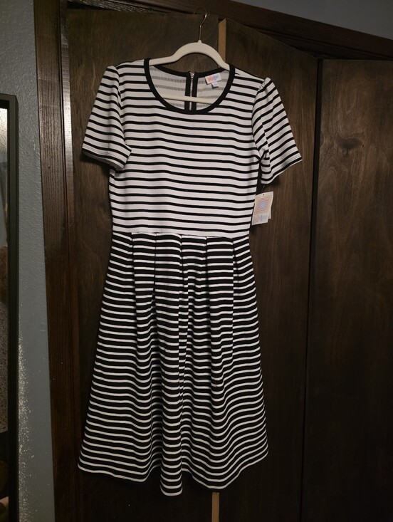 LuLaRoe Dresses & Skirts - Black & White Striped Fit-and-Flare Dress
